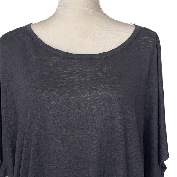 Chico’s Easy Tie Front Linen Tee Top Women’s Size 4 US XXL Black - Picture 3 of 9